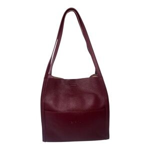 ZMBIRD Large Leather Tote Burgundy Double Strap